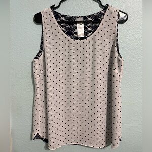 Chico’s women reversible polka dots birds print sleeveless tank Size 1/M NWOT